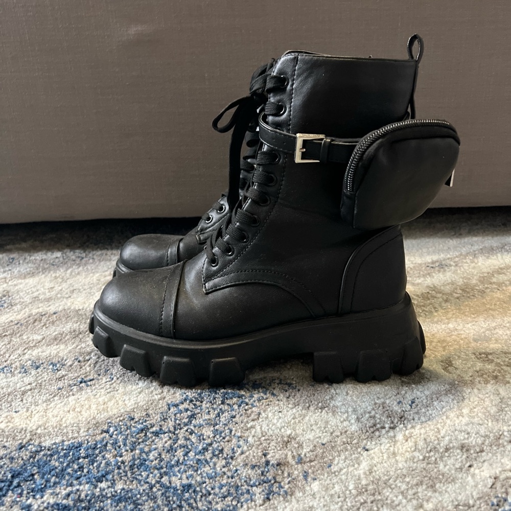 Black combat boots
